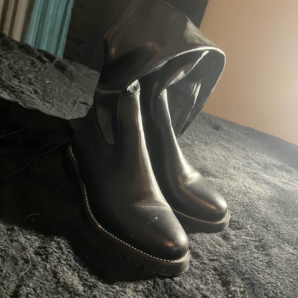 Black rhinestones  over the knee Women's Boots